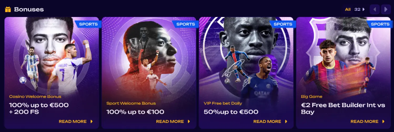 Bonus di benvenuto casinò con calciatori e free spin